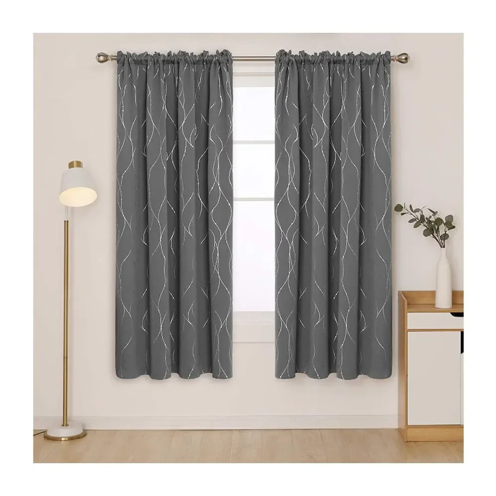 Deconovo Blackout Curtains Grommets with Dots Pattern Thermal Insulated Drapes